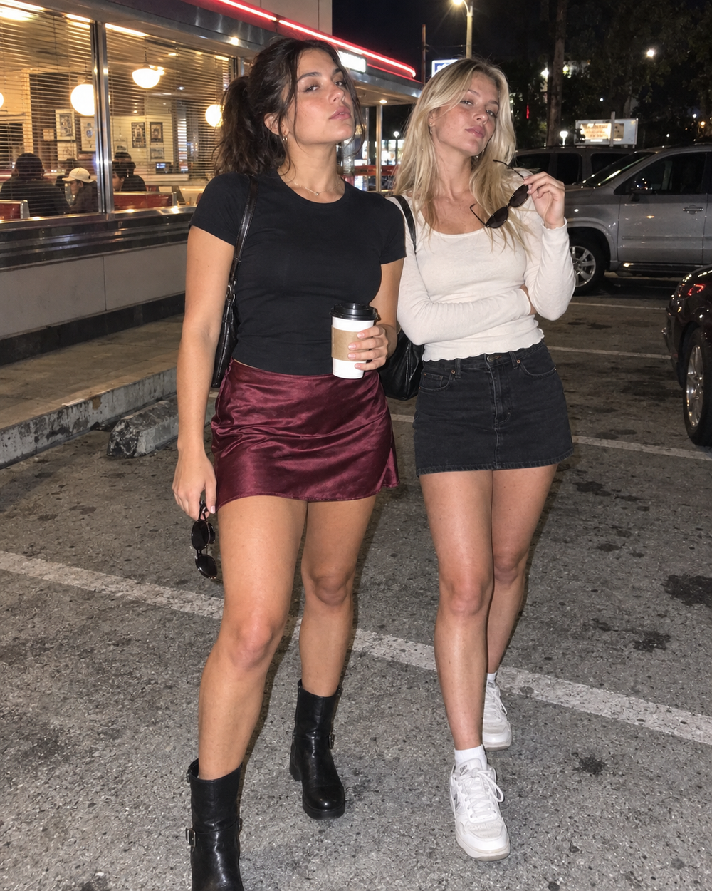 Siena Burgundy Satin Mini Skirt