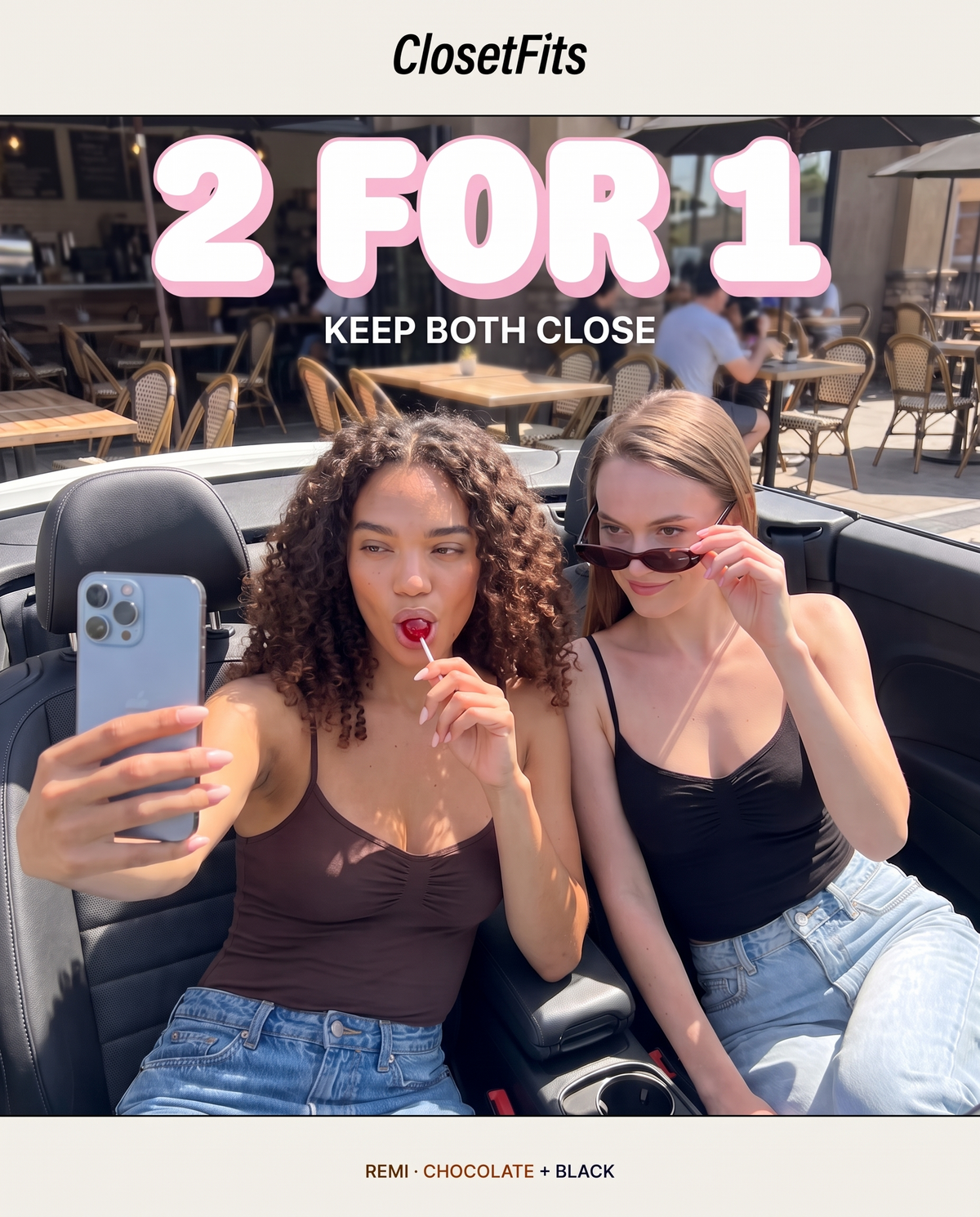 Remi campaign in ClosetFits pink and white