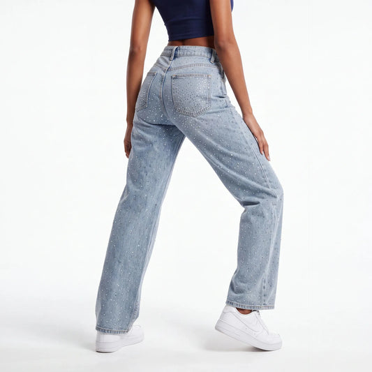 Stella Rhinestone Wide Leg Jeans