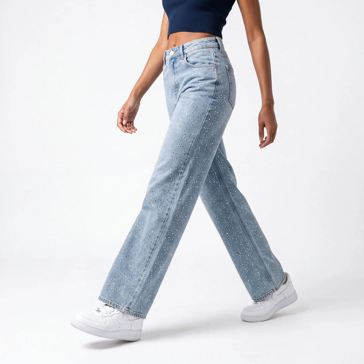Stella Rhinestone Wide Leg Jeans — Stella Rhinestone Wide Leg Jeans