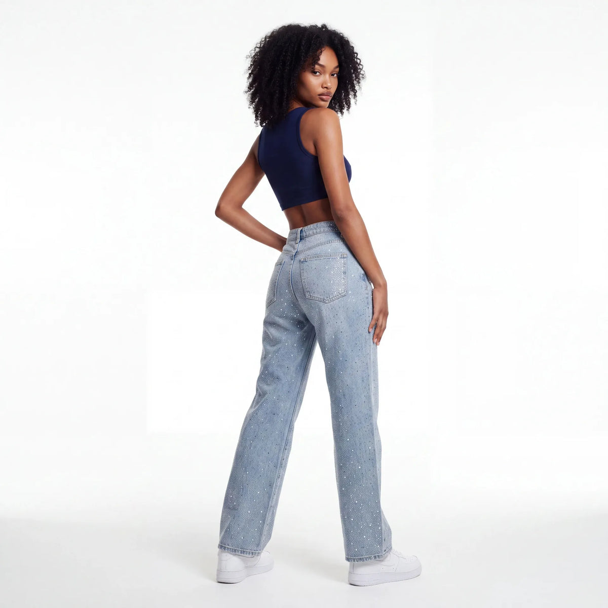 Stella Rhinestone Wide Leg Jeans — Stella Rhinestone Wide Leg Jeans
