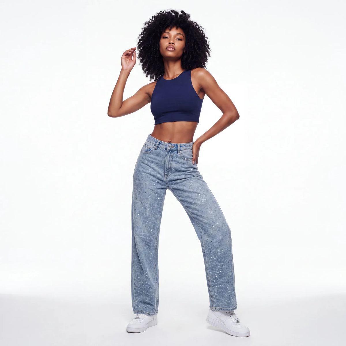 Stella Rhinestone Wide Leg Jeans — Stella Rhinestone Wide Leg Jeans