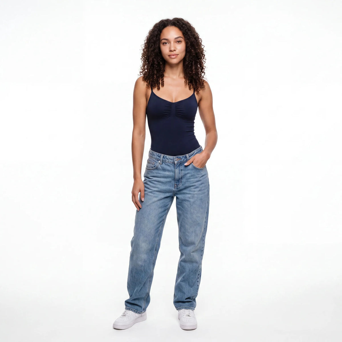 Remi Ruched Cami Top — Navy