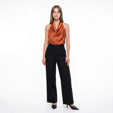Isla Satin Cowl Halter Top