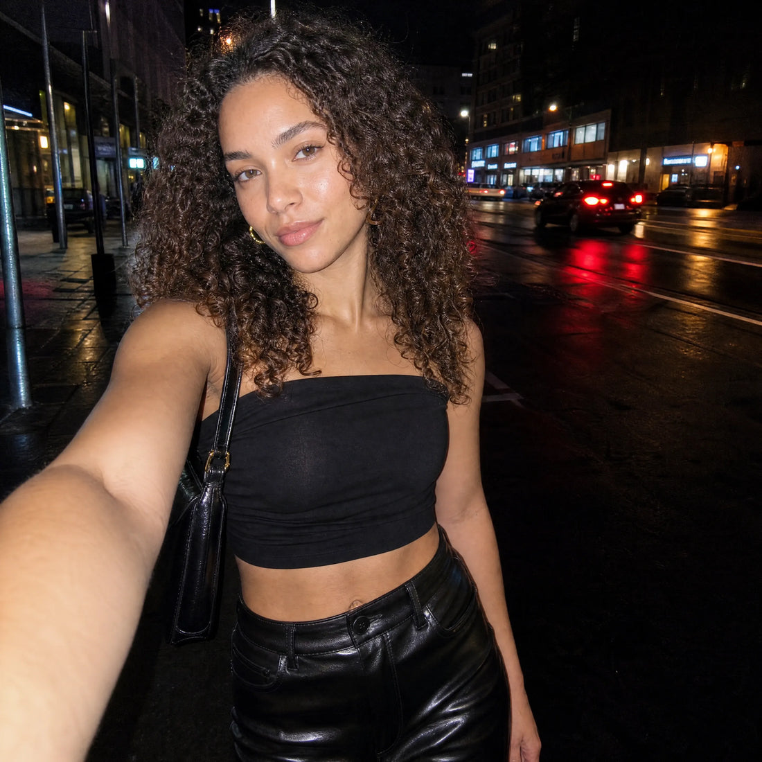 Dakota Leather-Look Straight Pants — Black